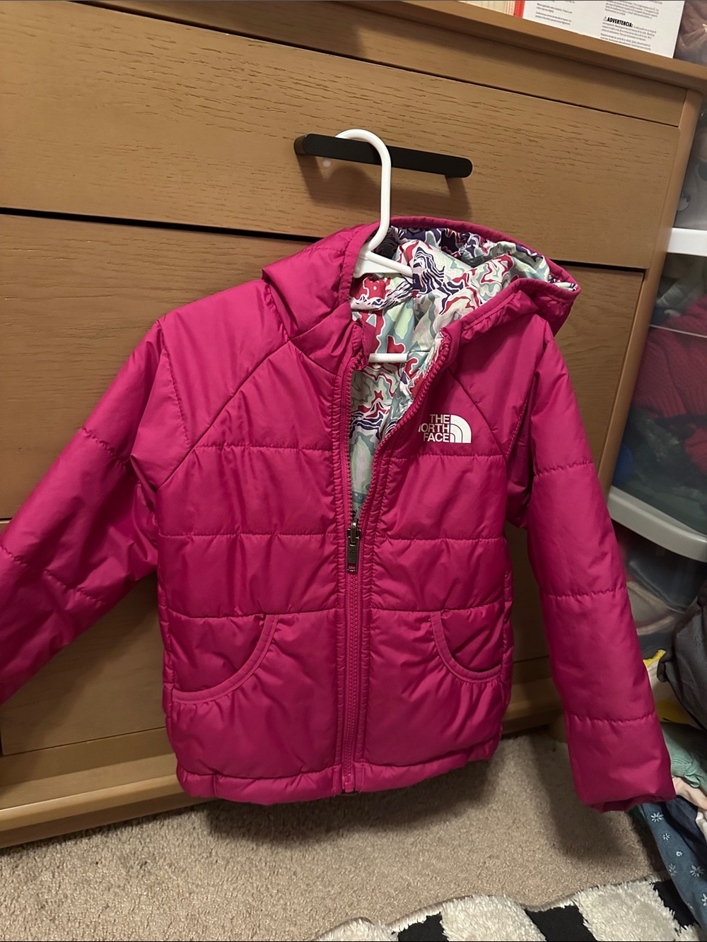 The North Face Girls' Magenta Hooded Puffer Jacket